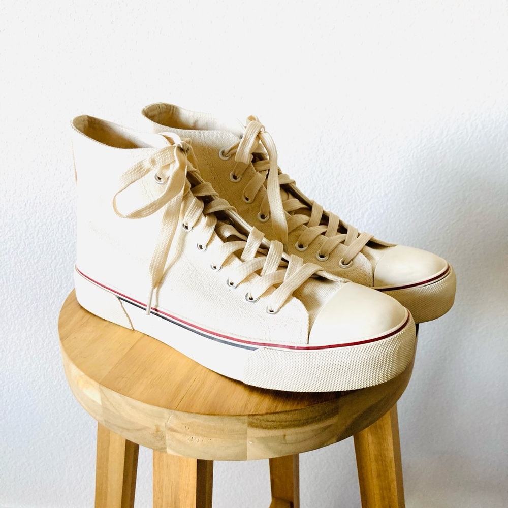 Canvas Cream High-Top Athletic Womans Shoes Converse Style